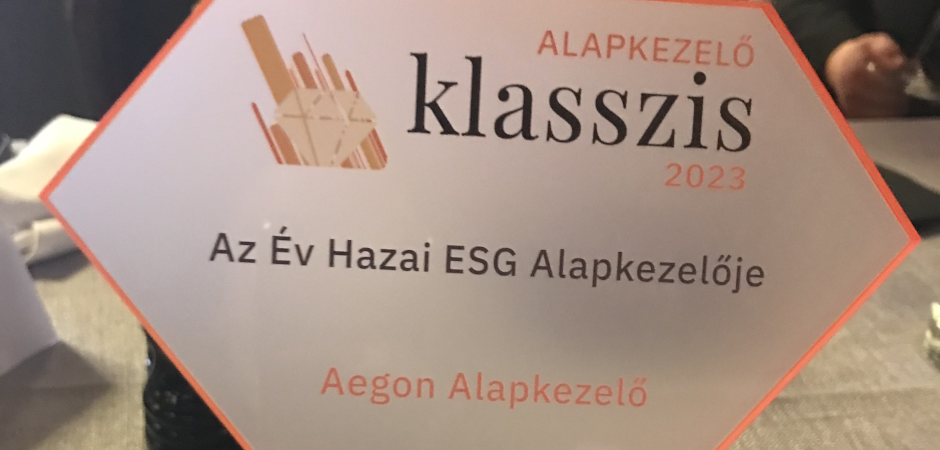 Az Aegon Alapkezelő az ÉV Hazai ESG Alapkezelője különdíjas